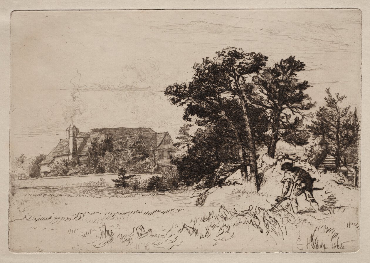 Old Willesley House, 1865. av Francis Seymour Haden