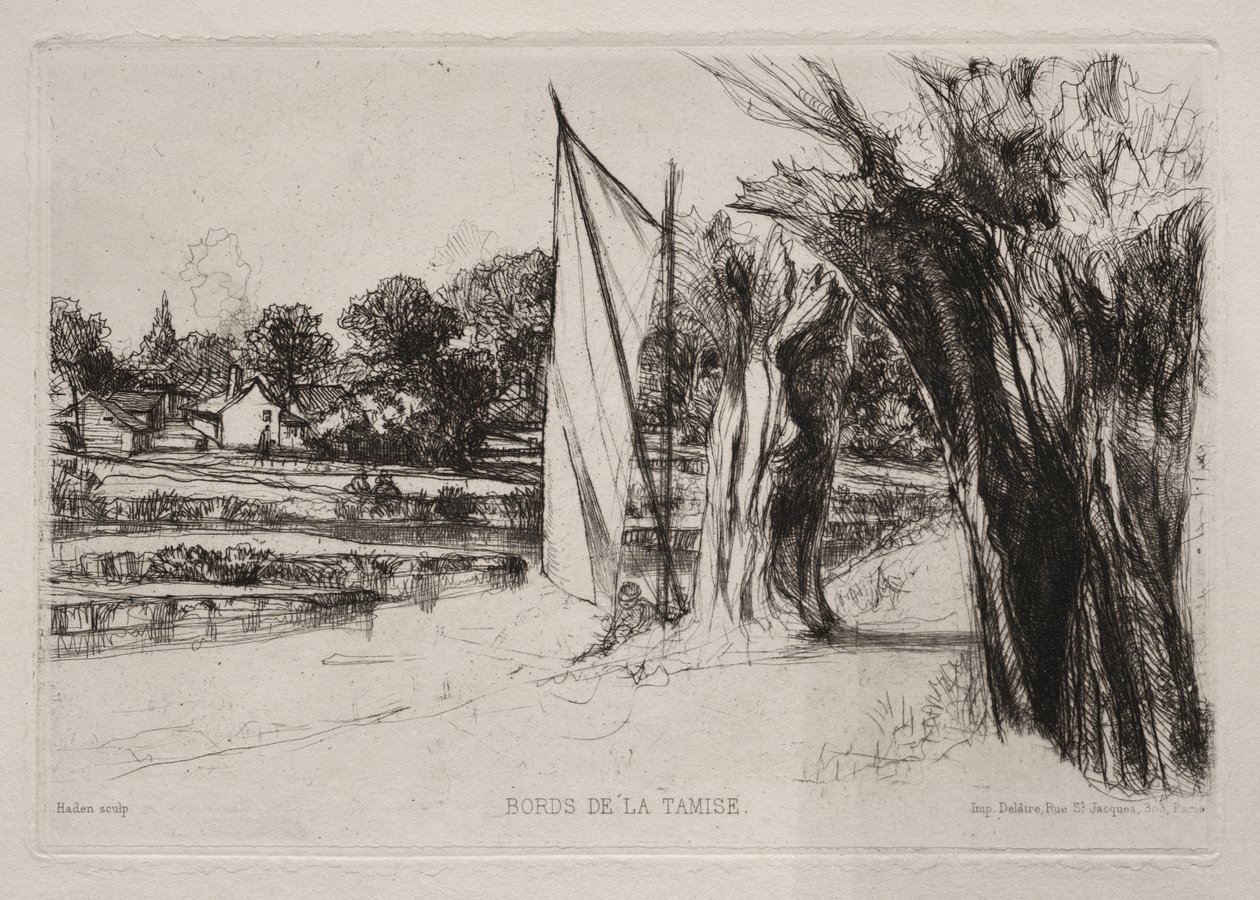 Thames Ditton - With a Sail av Francis Seymour Haden