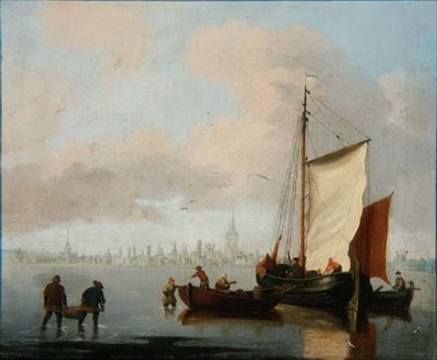 Dutch Estuary Scene (en av et par) av Francis Swaine