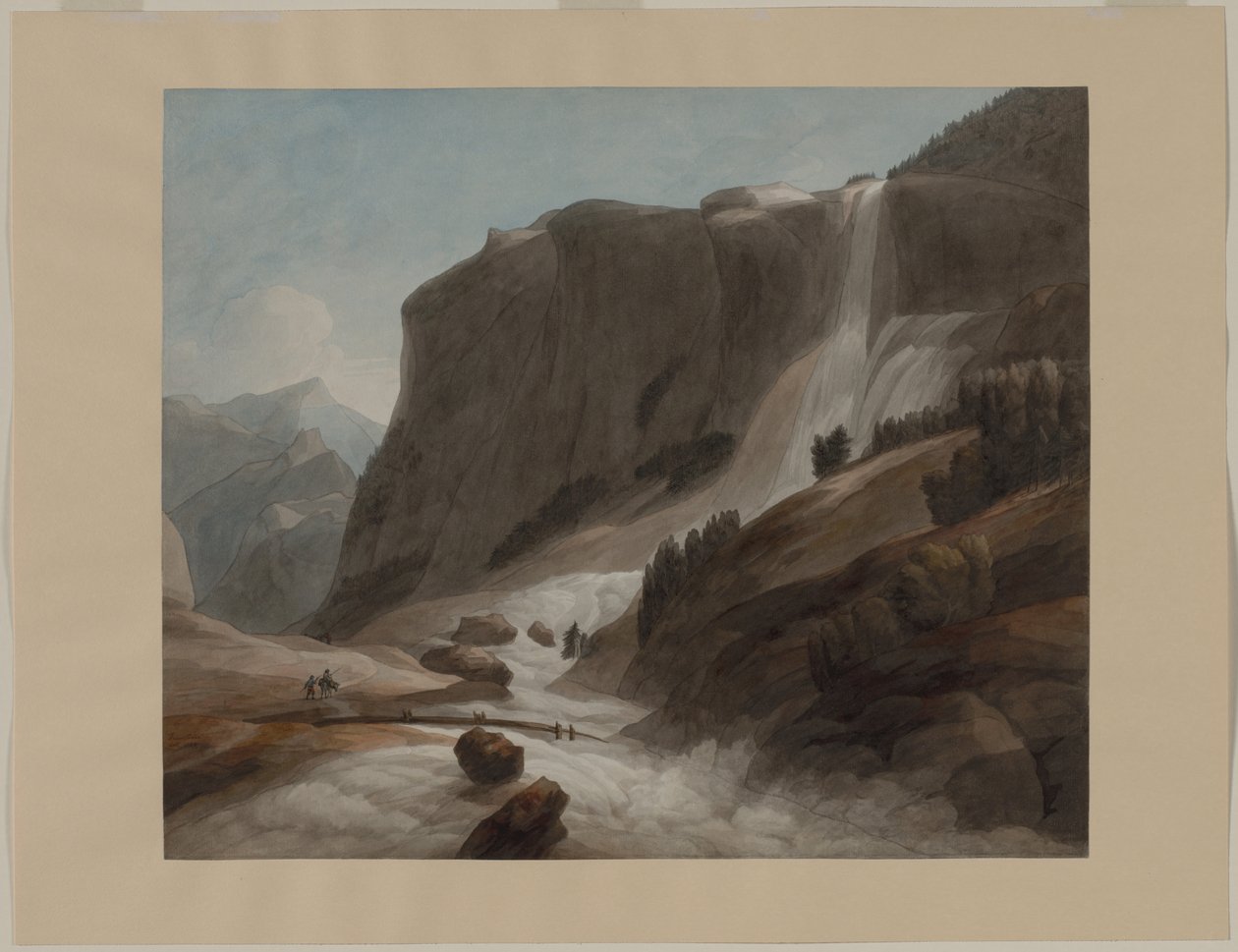 Foss mellom Chiavenna og Splügen-fjellet, 1784. av Francis Towne