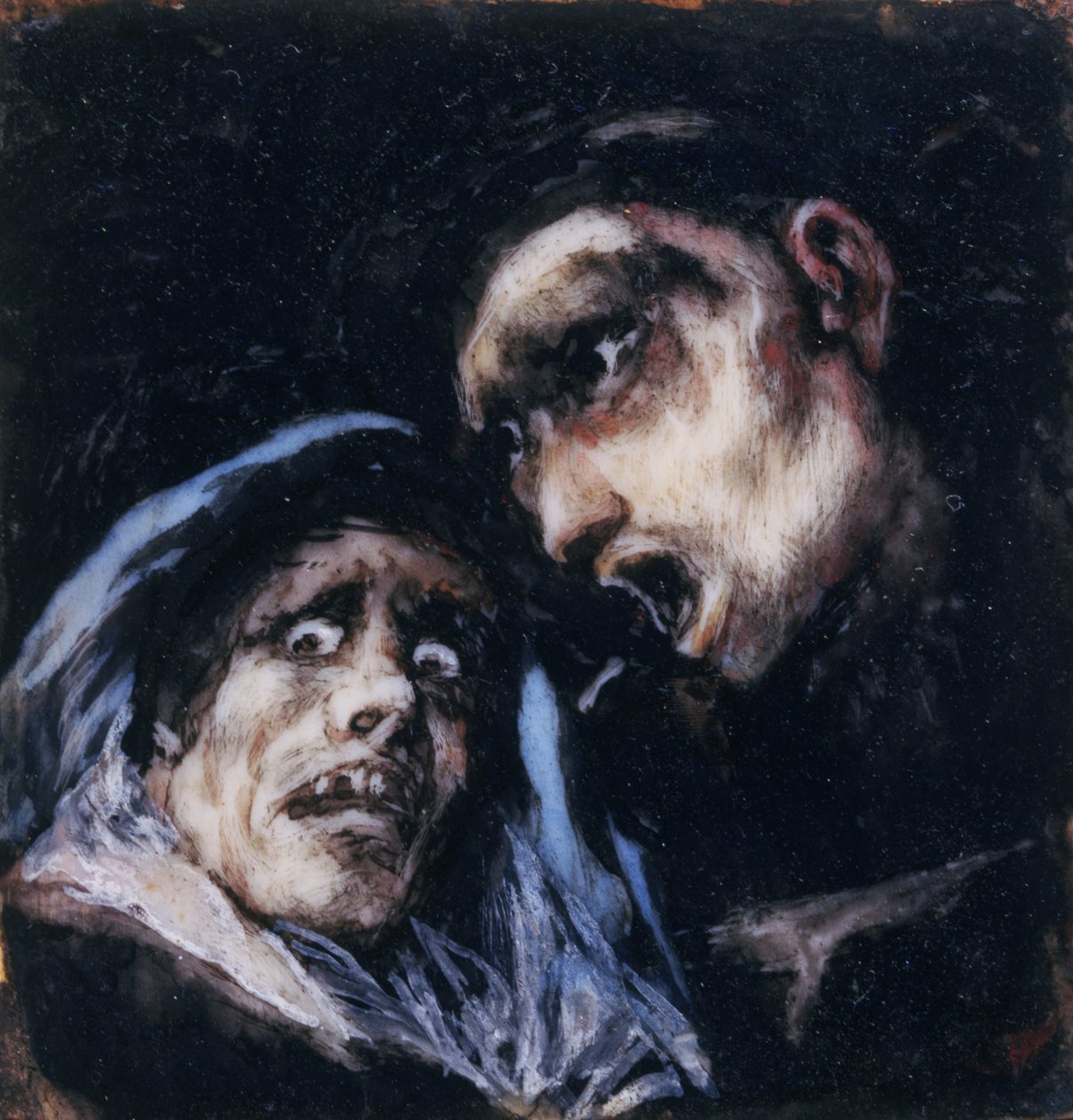 Munken snakker med en gammel kvinne av Francisco de Goya