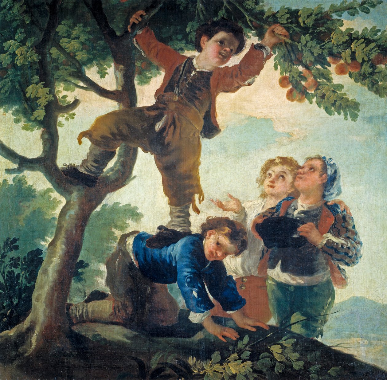 Gutter plukker frukt av Francisco de Goya
