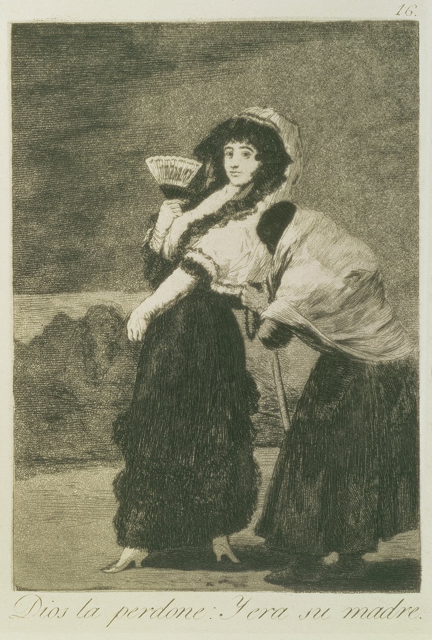 Måtte Gud tilgi henne: det var moren hennes, 1797 (etsing og akvatint) av Francisco de Goya