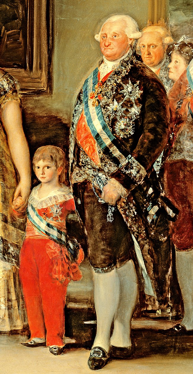 Kongen og dronningen av Spania, Charles IV og Maria Luisa, med deres familie, 1800 (detalj 471) av Francisco de Goya