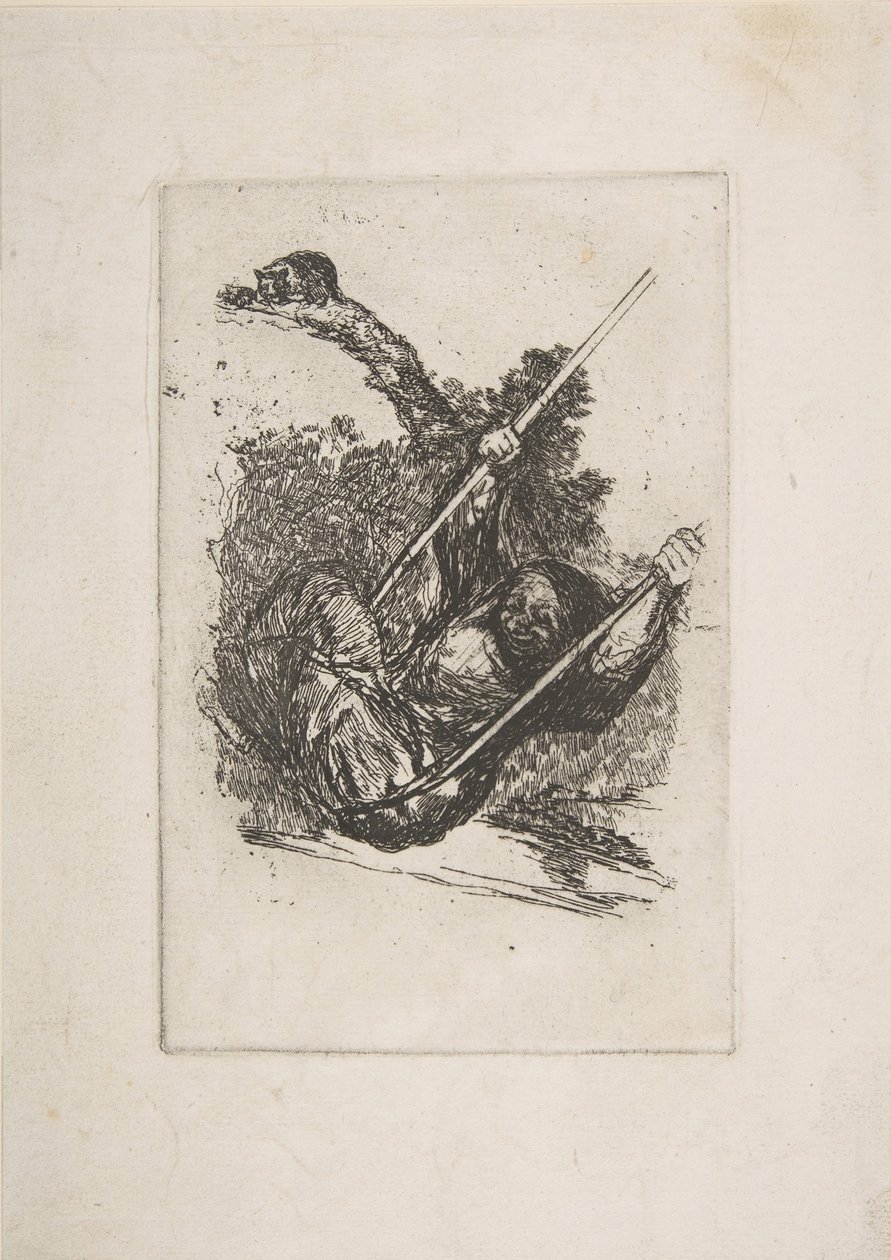 Gammel kvinne på huske Vieja columpiándose.n.d. av Francisco de Goya