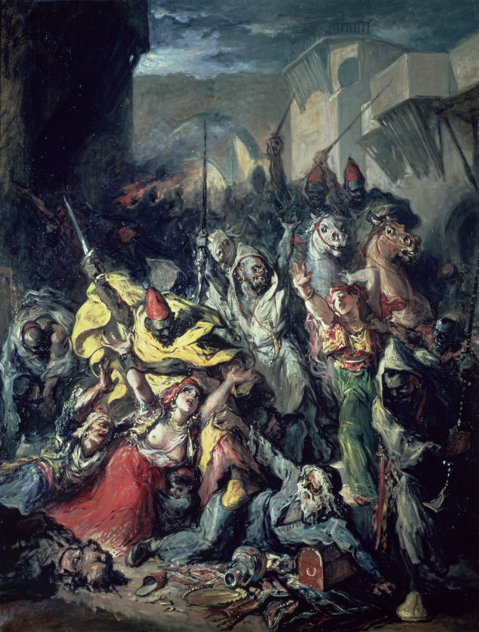 Moors Fighting (olje på lerret) av Francisco Lameyer