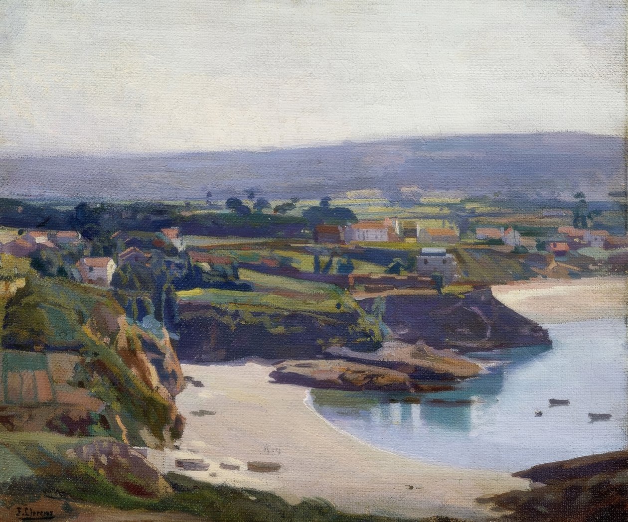 STRANDEN I ESPIÑEIRO – 1931–50X60 CM– av Francisco Llorens Diaz