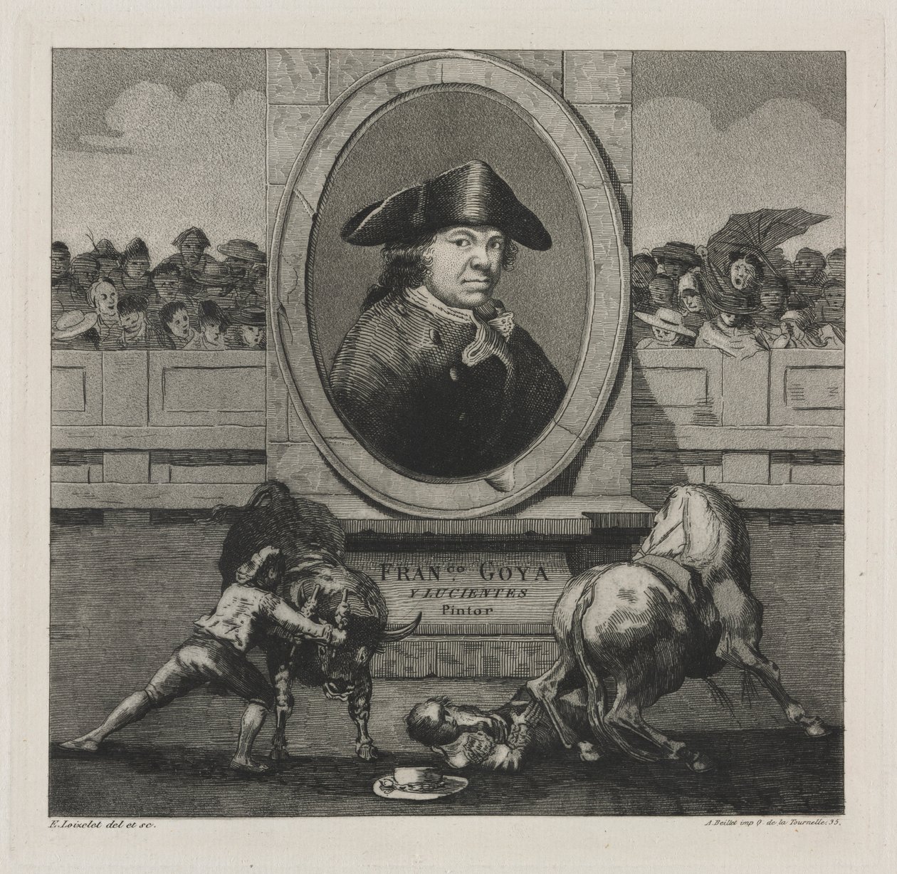 Tyrekamp: Frontispice, 1876. av Francisco de Goya