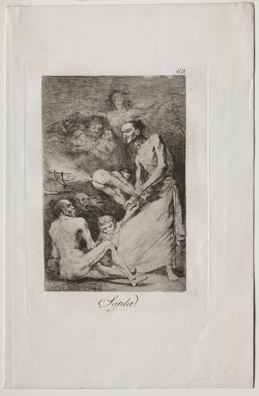 Caprichos: Blås!. av Francisco de Goya