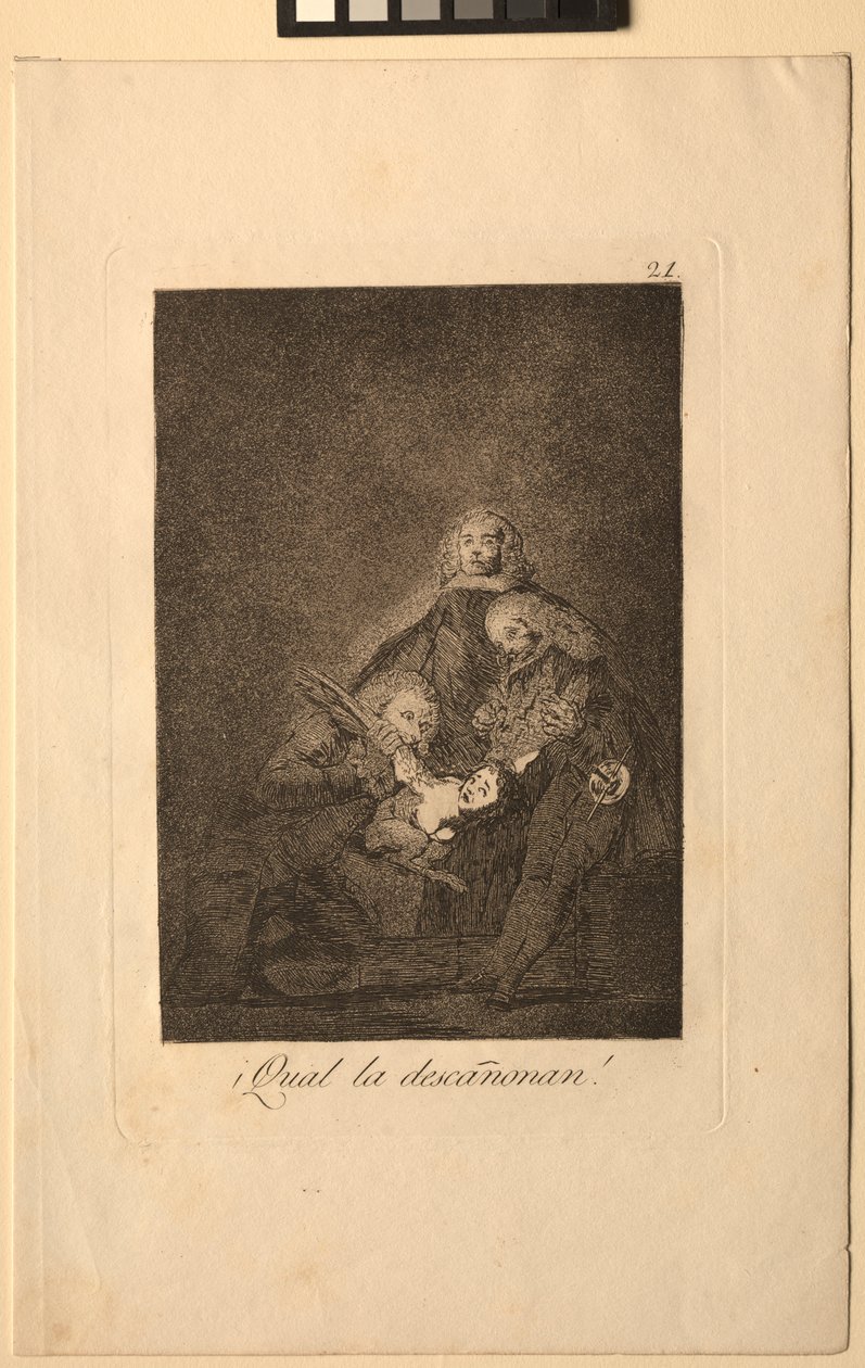 Caprichos: Hvordan de plukker henne!. av Francisco de Goya