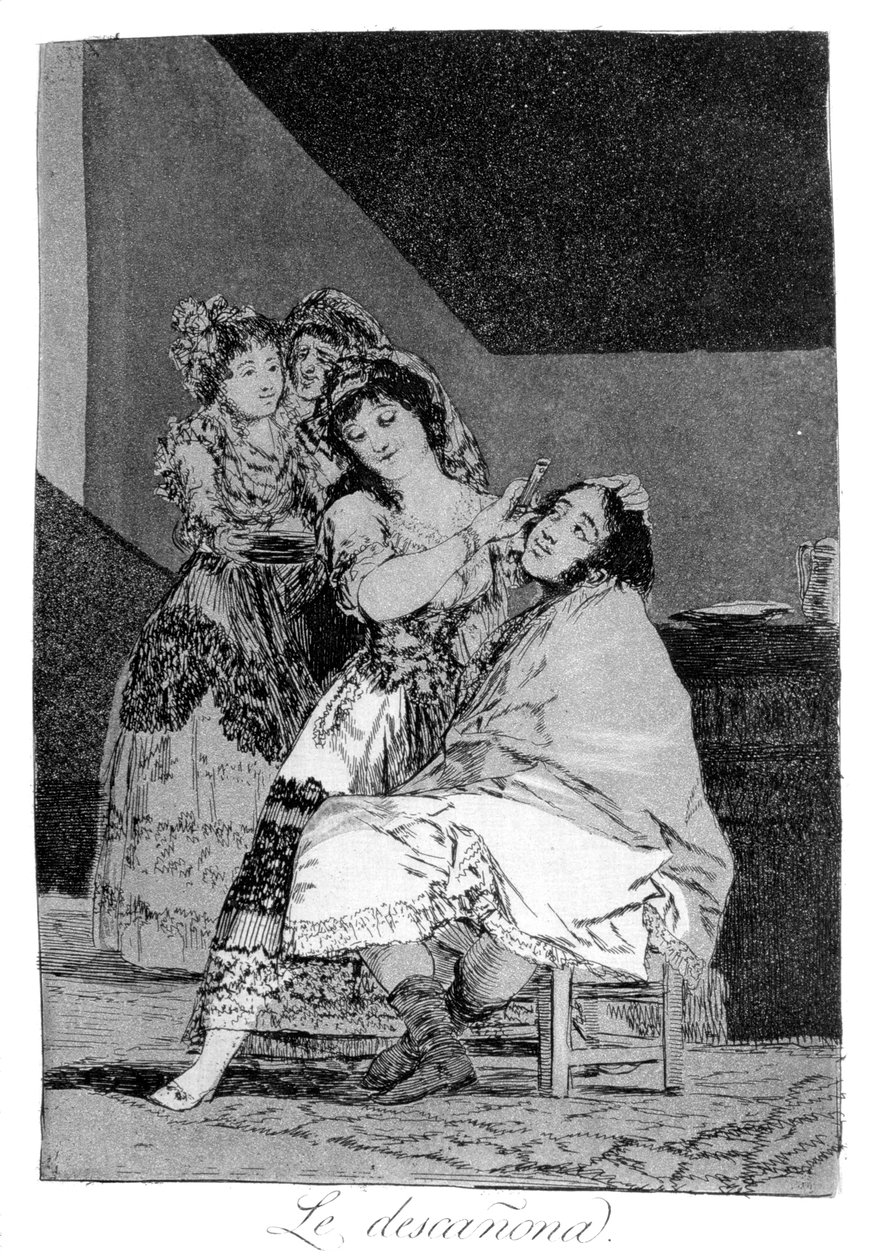 Hun flykter ham, 1799 av Francisco de Goya