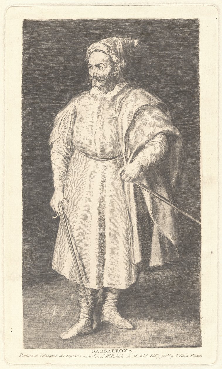 Jester Barbarroja av Francisco de Goya after Diego Velázquez