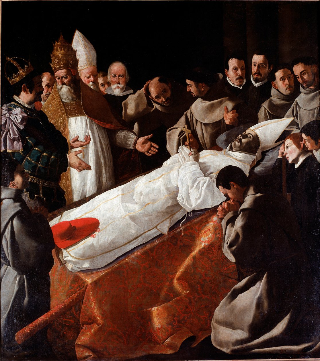 Saint Bonaventures kropp ligger i staten av Francisco de Zurbaran