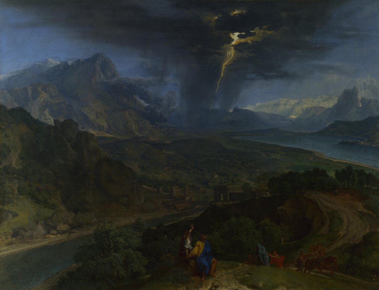 Fjellandskap med lyn av Jean Francois I Millet