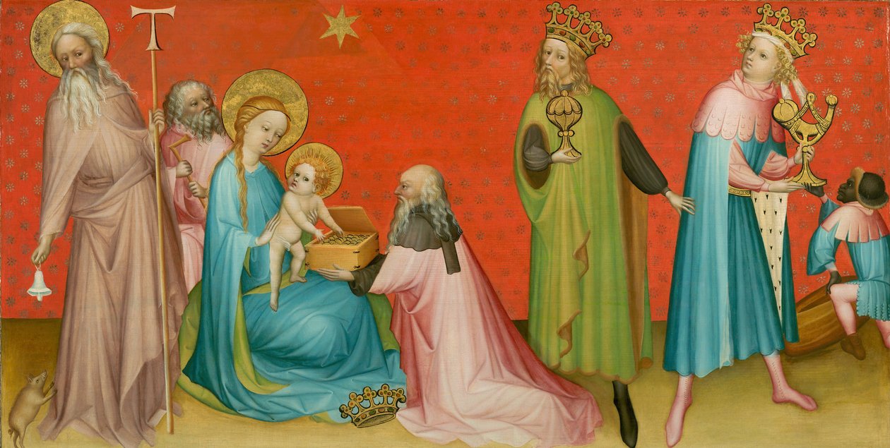 Tilbedelse av magi med Saint Anthony Abbot av Franco Flemish Master