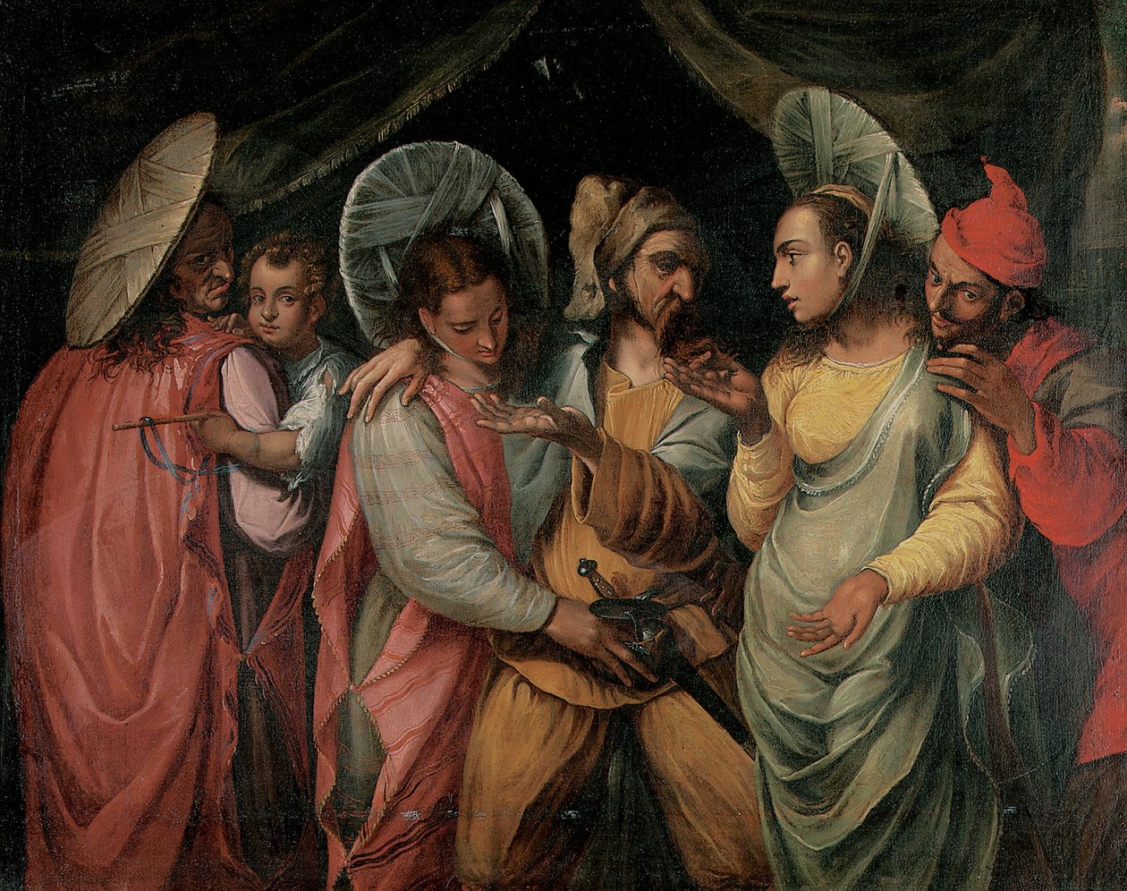 En scene fra Commedia dell"Arte av Franco Flemish School