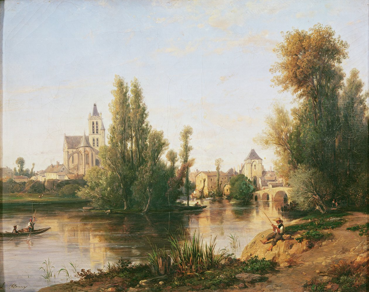 Moret-sur-Loing av Francois Antoine Leon Fleury