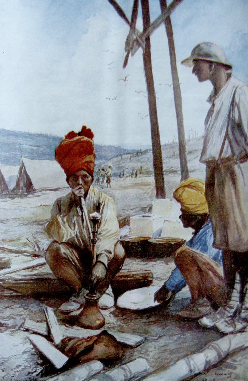 Indiske kavalerister i hvile, 1917 av Francois Flameng