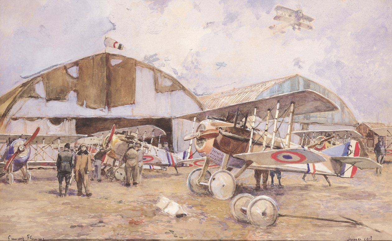 Flyplassen, 1918 av Francois Flameng