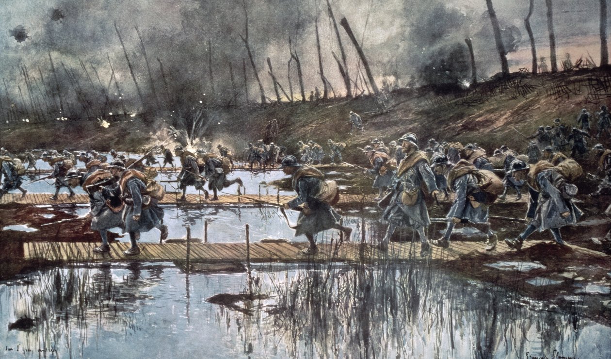 Slaget om brukeren i 1914 av Francois Flameng