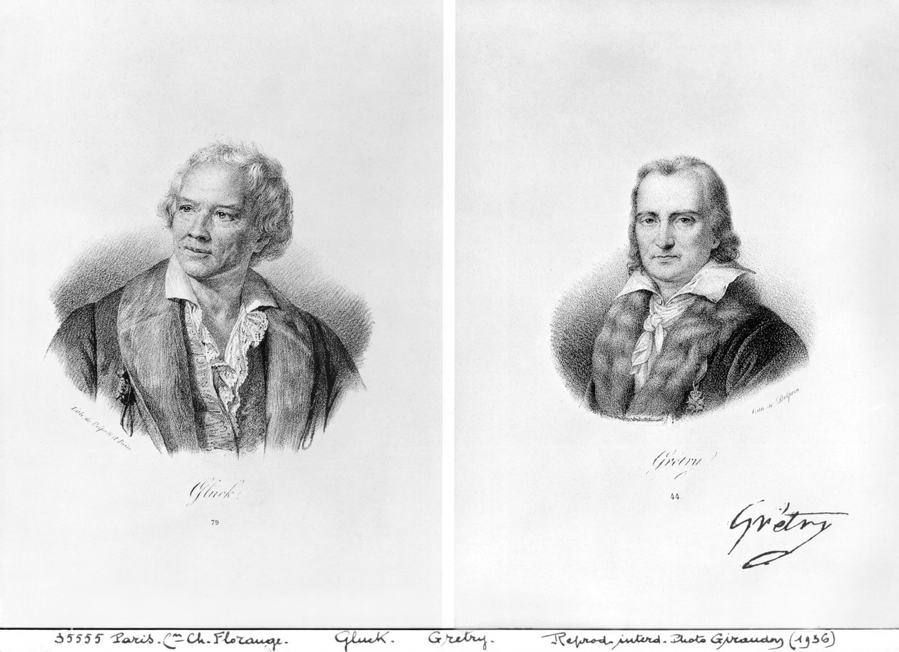 Christoph Willibald von Gluck (1714-87) og Andre Ernest Modeste Gretry (1741-1813) av Francois Seraphin Delpech