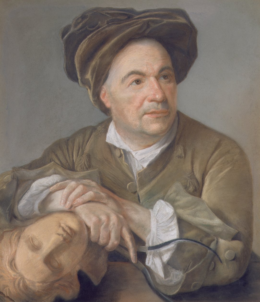 Louis Francois Roubiliac (1702-62) (pastell på papir lagt på lerret) av Francois Vispre