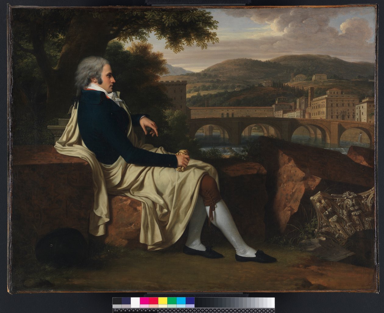 Allen Smith satt over elven Arno og vurderte Firenze, 1797 av Francois Xavier Fabre