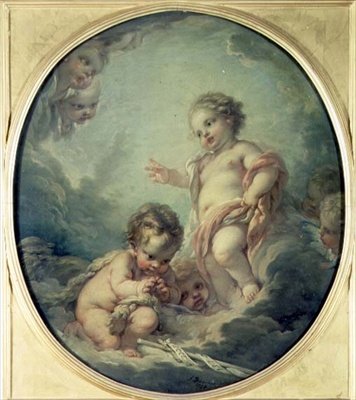 Kristus og døperen Johannes som barn av François Boucher
