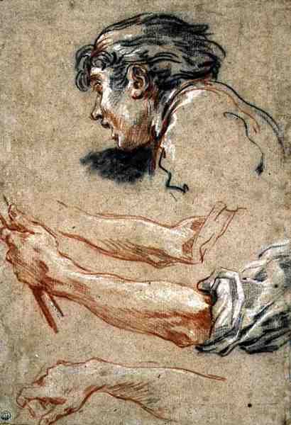 Head of a Boy (kritt på papir) av François Boucher