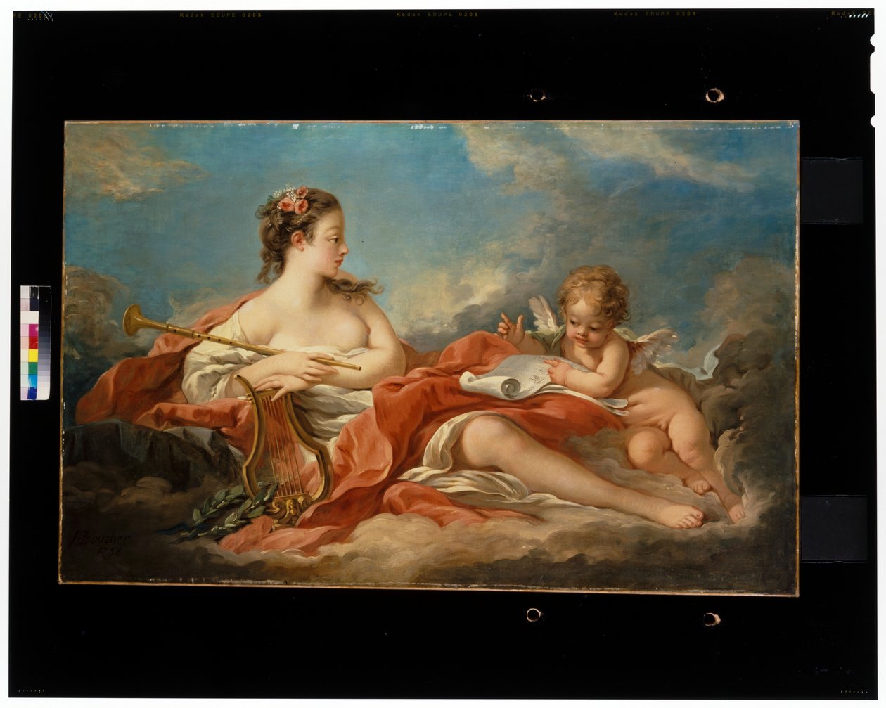 Musikk som lærer Cupid å lyde lyren av François Boucher