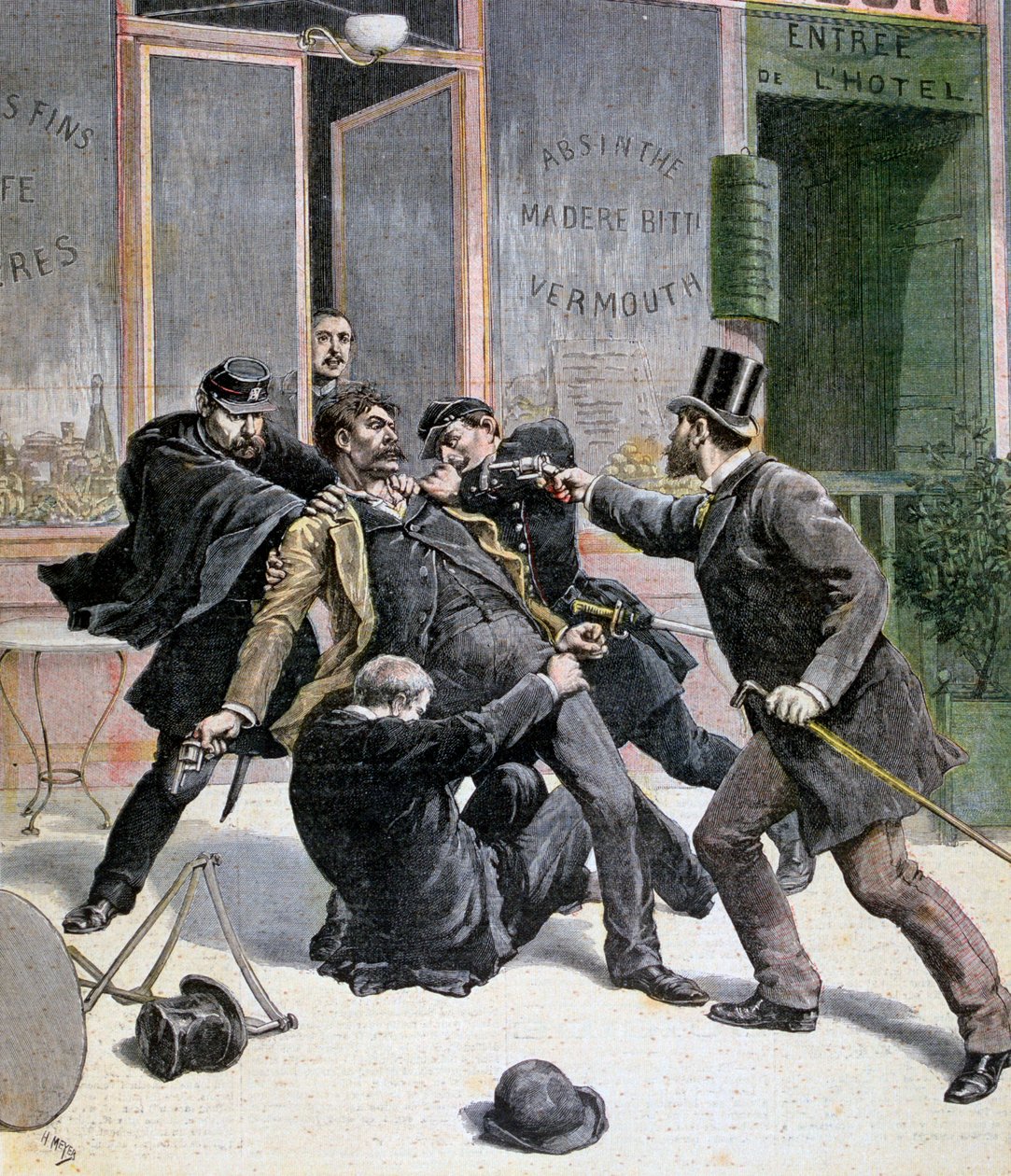Arrestasjonen av Ravachol, 1892 av Francois Claudius Koeningstein