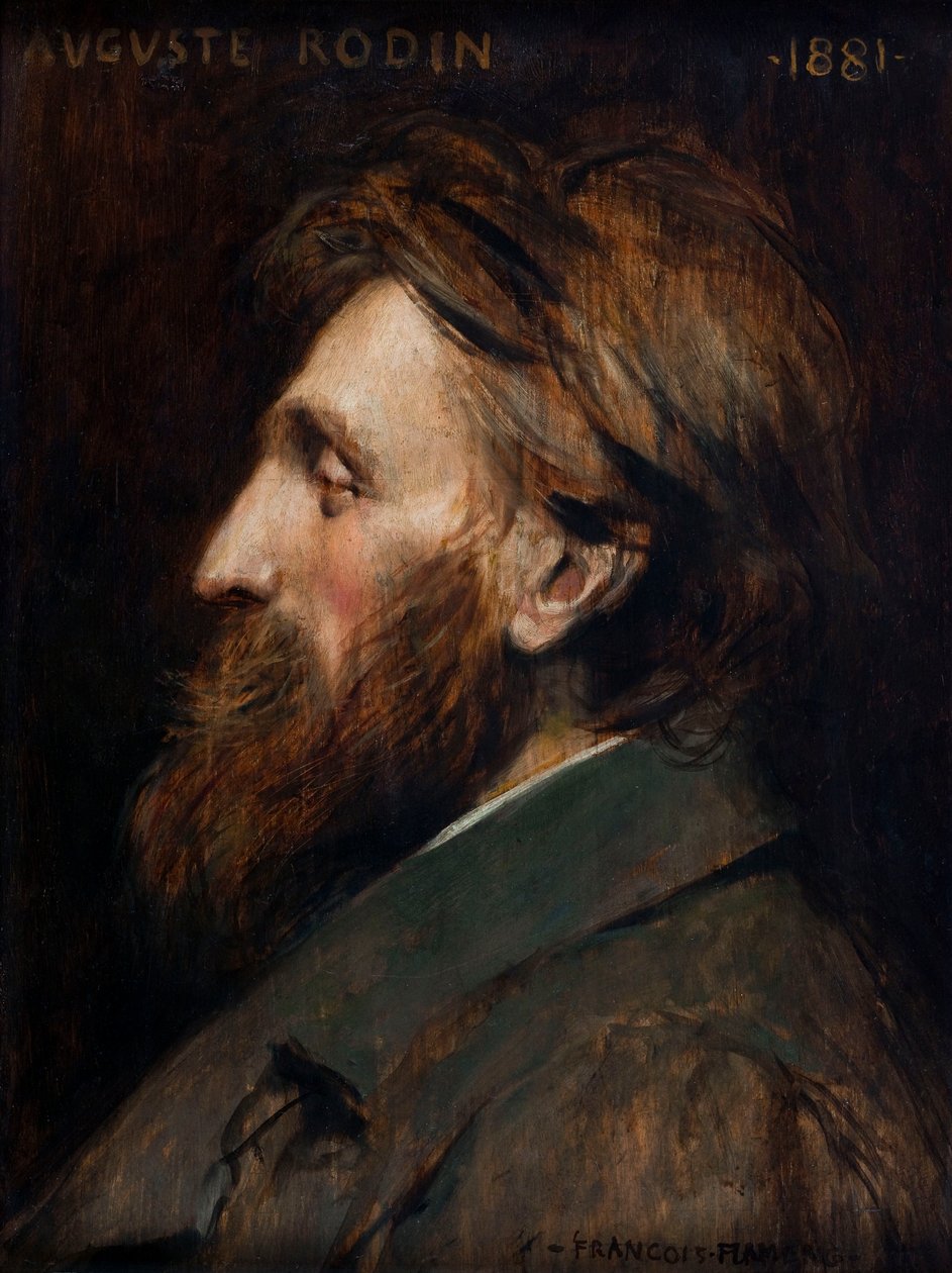 Portrett av Auguste Rodin 1840-1917, 1881. av Francois Flameng