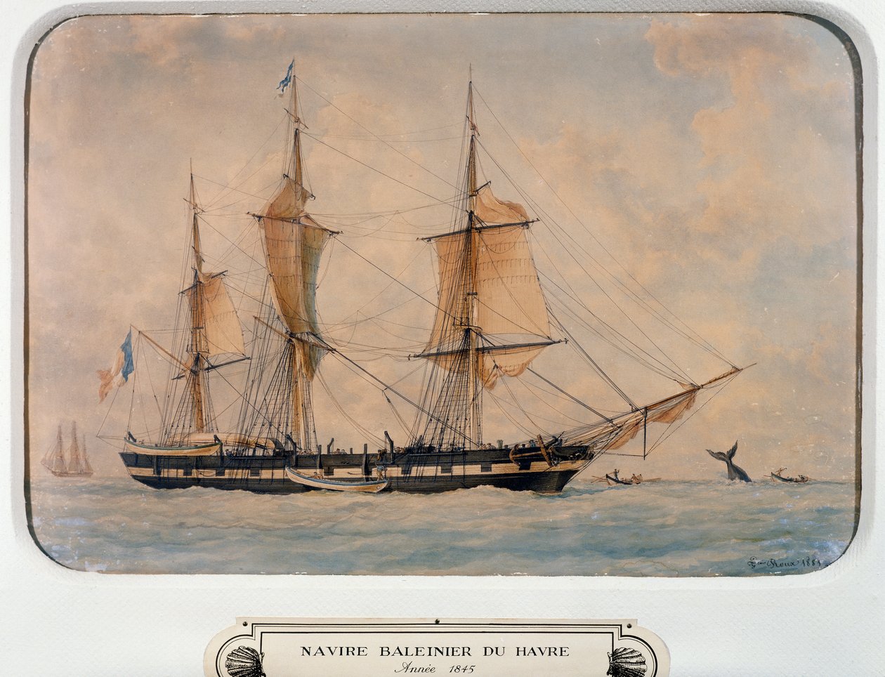 Hvalfangstskip ved Havre av Francois Geoffroy Roux
