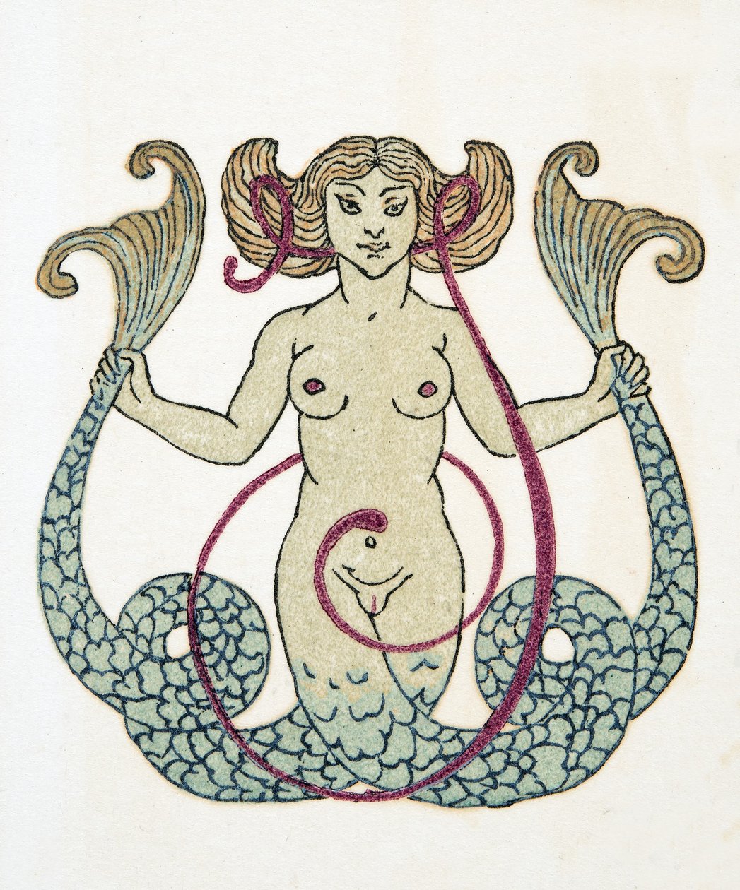 Havfrue, pub. 1922 (stensiltrykk) av Francois Louis Schmied