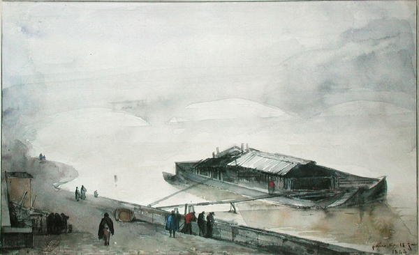 Seinen, 1843 (wc på papir) av Francois Marius Granet