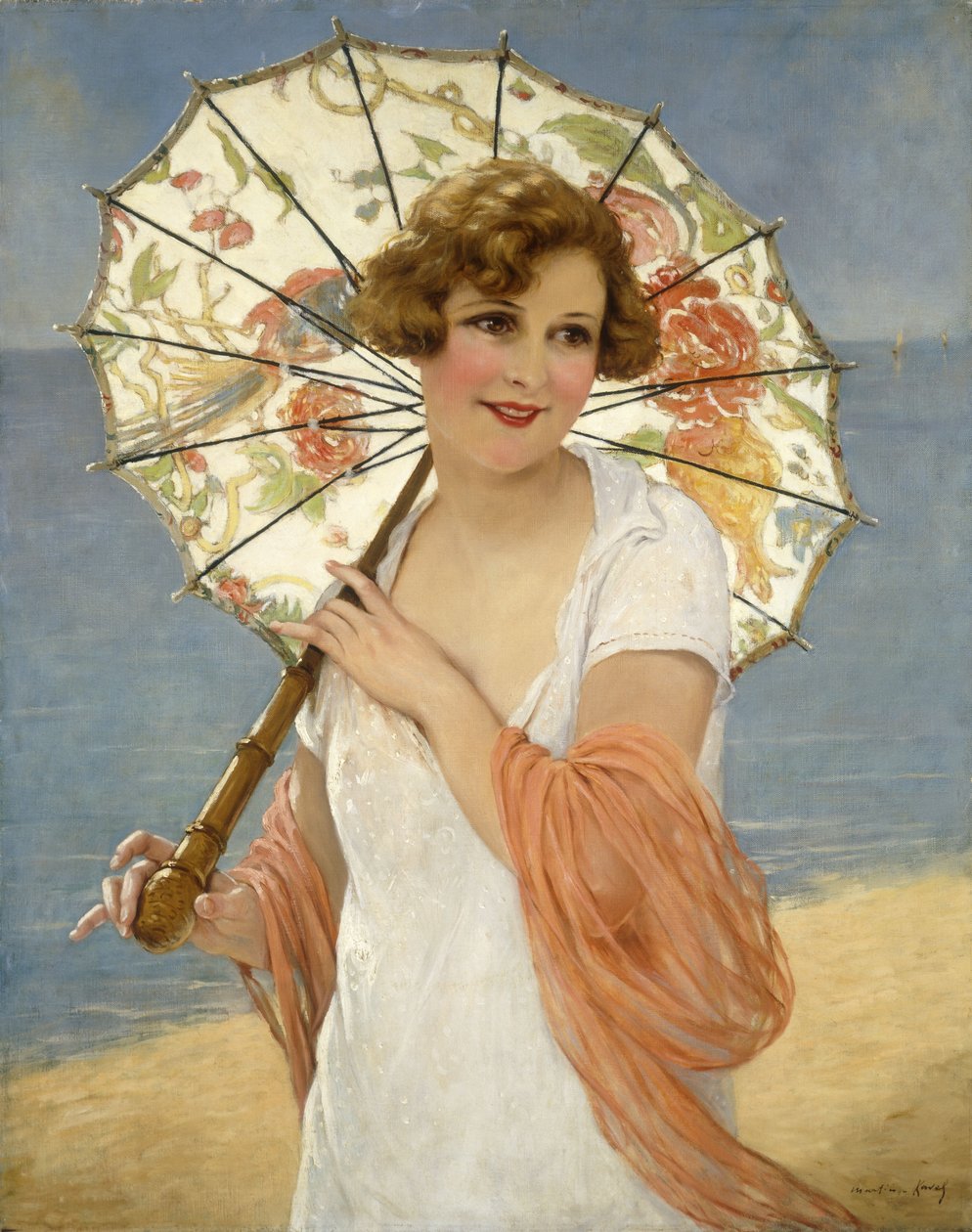 Parasollen (olje på lerret) av Francois Martin Kavel