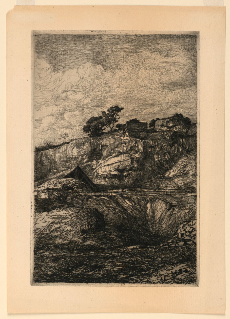 Et steinete landskap av Francois Nicolas Chifflart