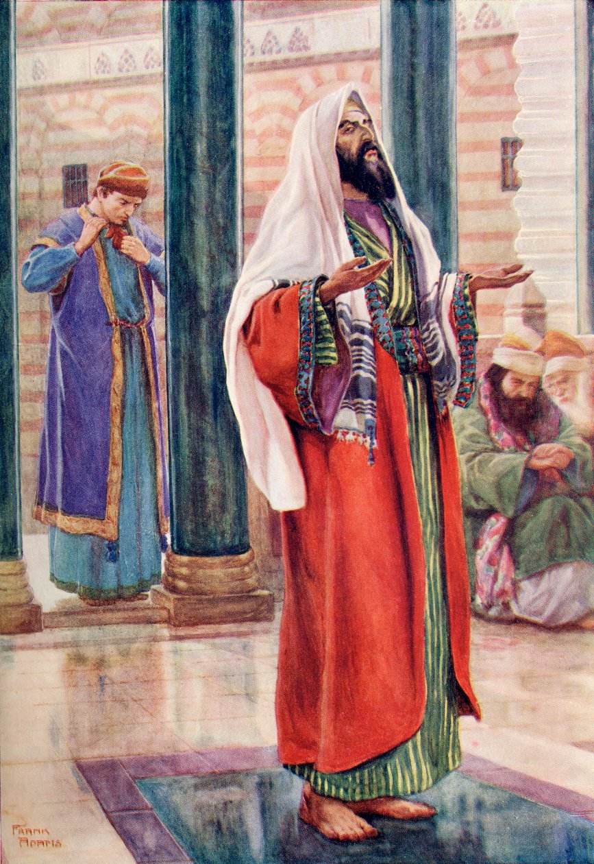 Lignelsen om fariseeren og tolleren, ca. 1910 av Frank Adams