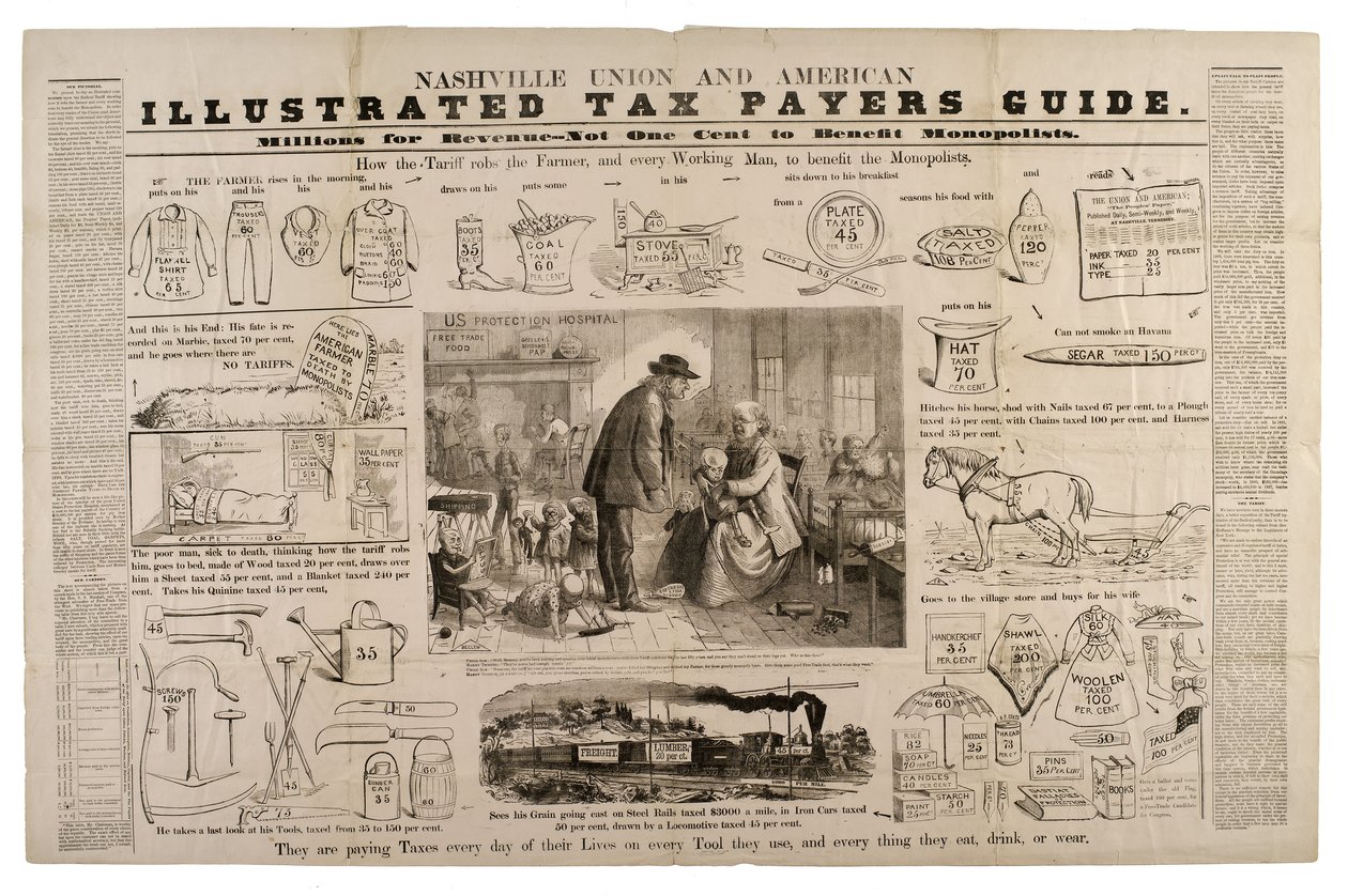 Nashville Union og American illustrert skattebetalerguide, ca. 1869-73 (tregravering) av Frank Bellew