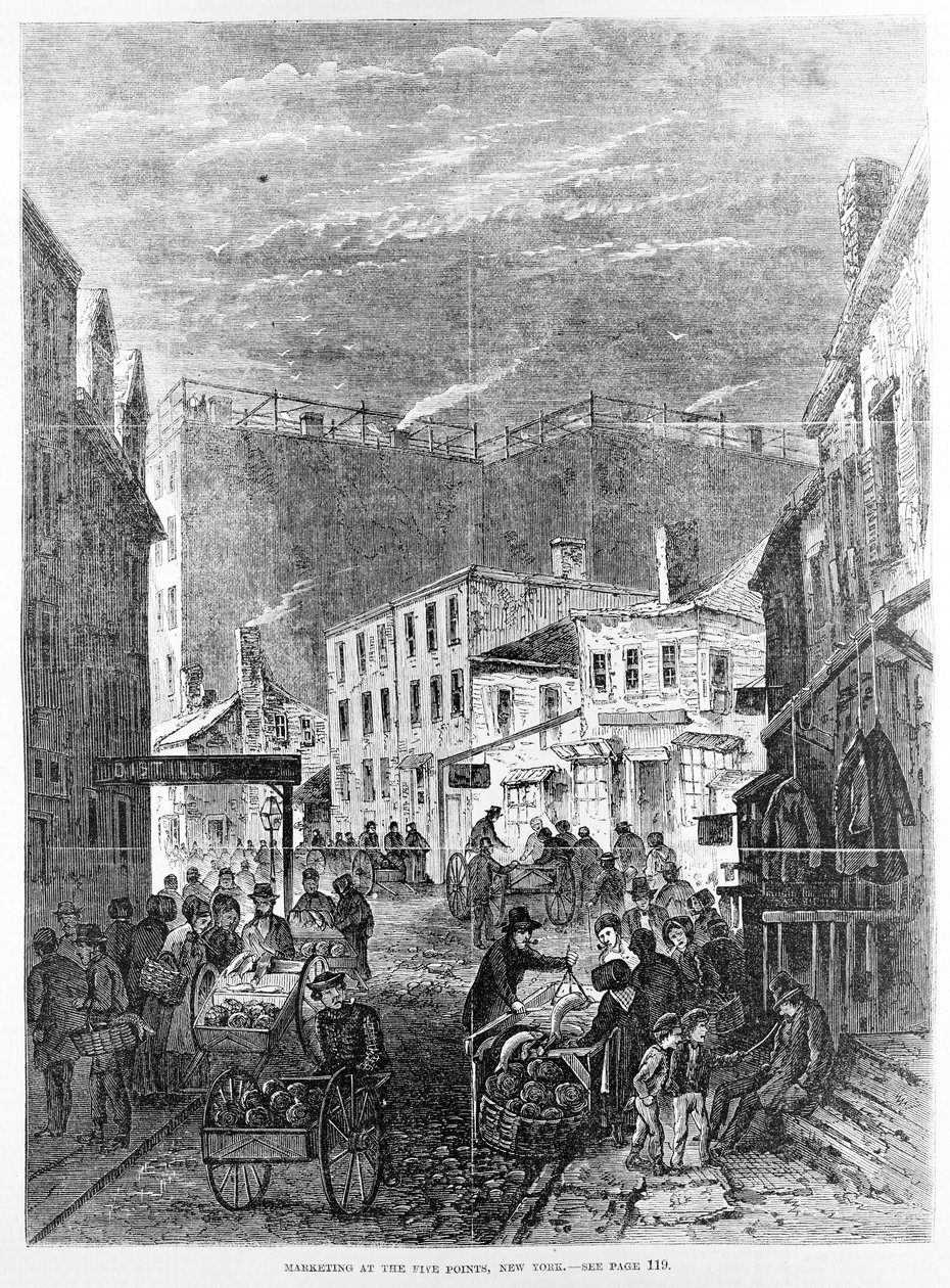 Marketing at the Five Points, New York, fra 'Frank Leslie's Illustrated Newspaper', 8. mai, 1869 av Frank Leslie