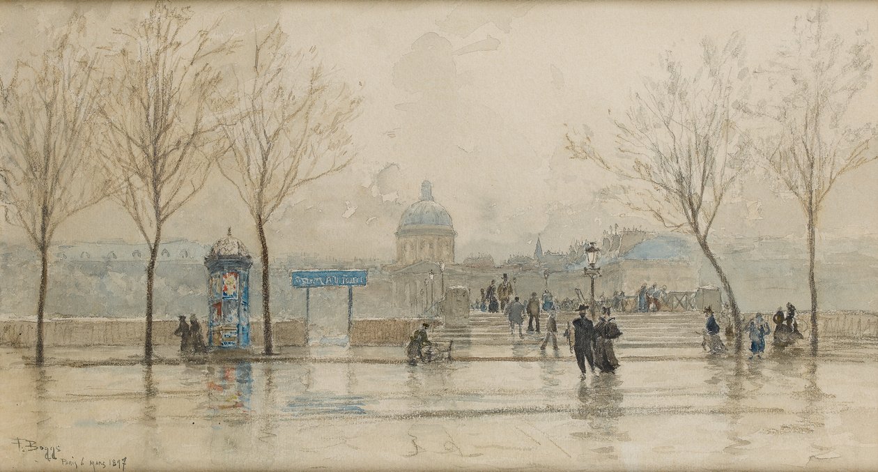 Pont des Arts, Paris, 6. mars 1897 (wc på papir) av Frank Myers Boggs