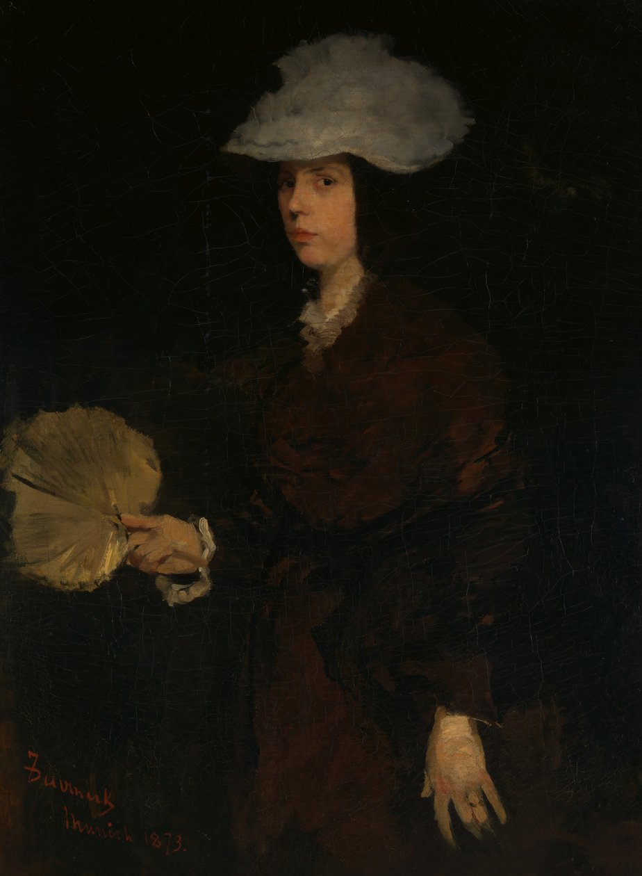 Dame med vifte, 1873. av Frank Duveneck