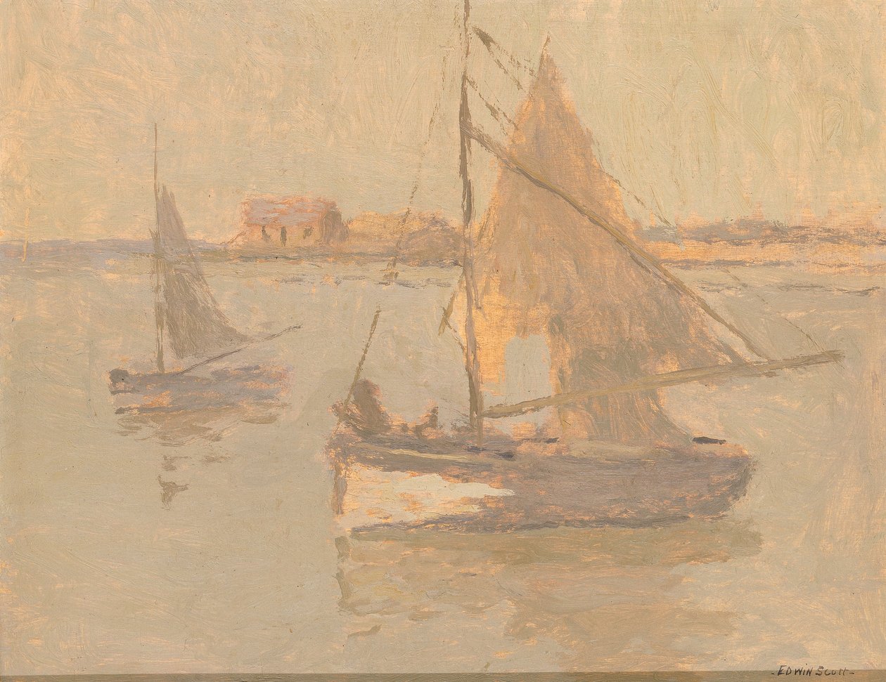 Honfleur fiskebåter nr. 1, n.d. av Frank Edwin Scott