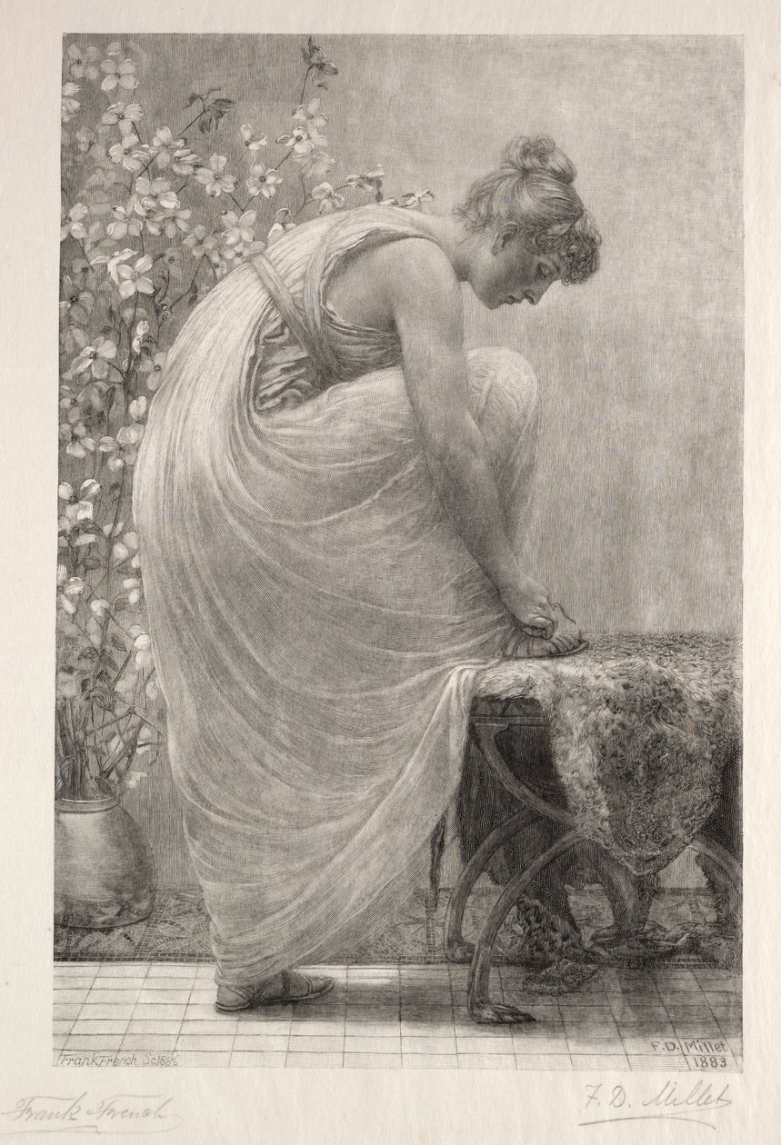 Lacing the Sandal, 1886. av Frank French