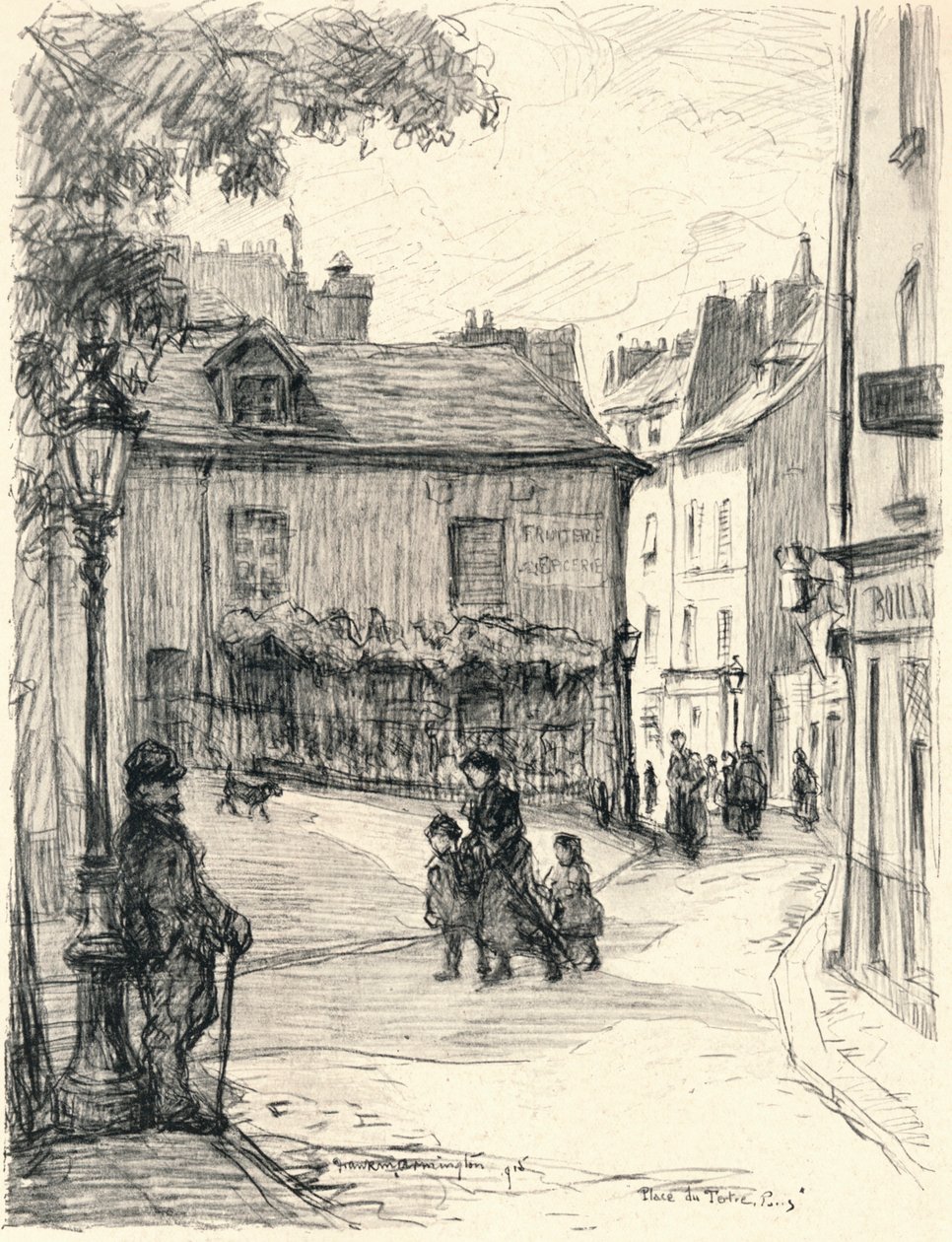 Place du Tertre, Montmartre, 1915 av Frank Milton Armington