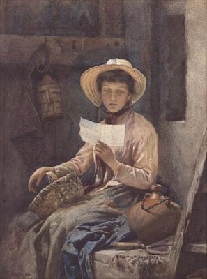 Kjærlighetsbrevet, 1886 (wc) av Frank Richards