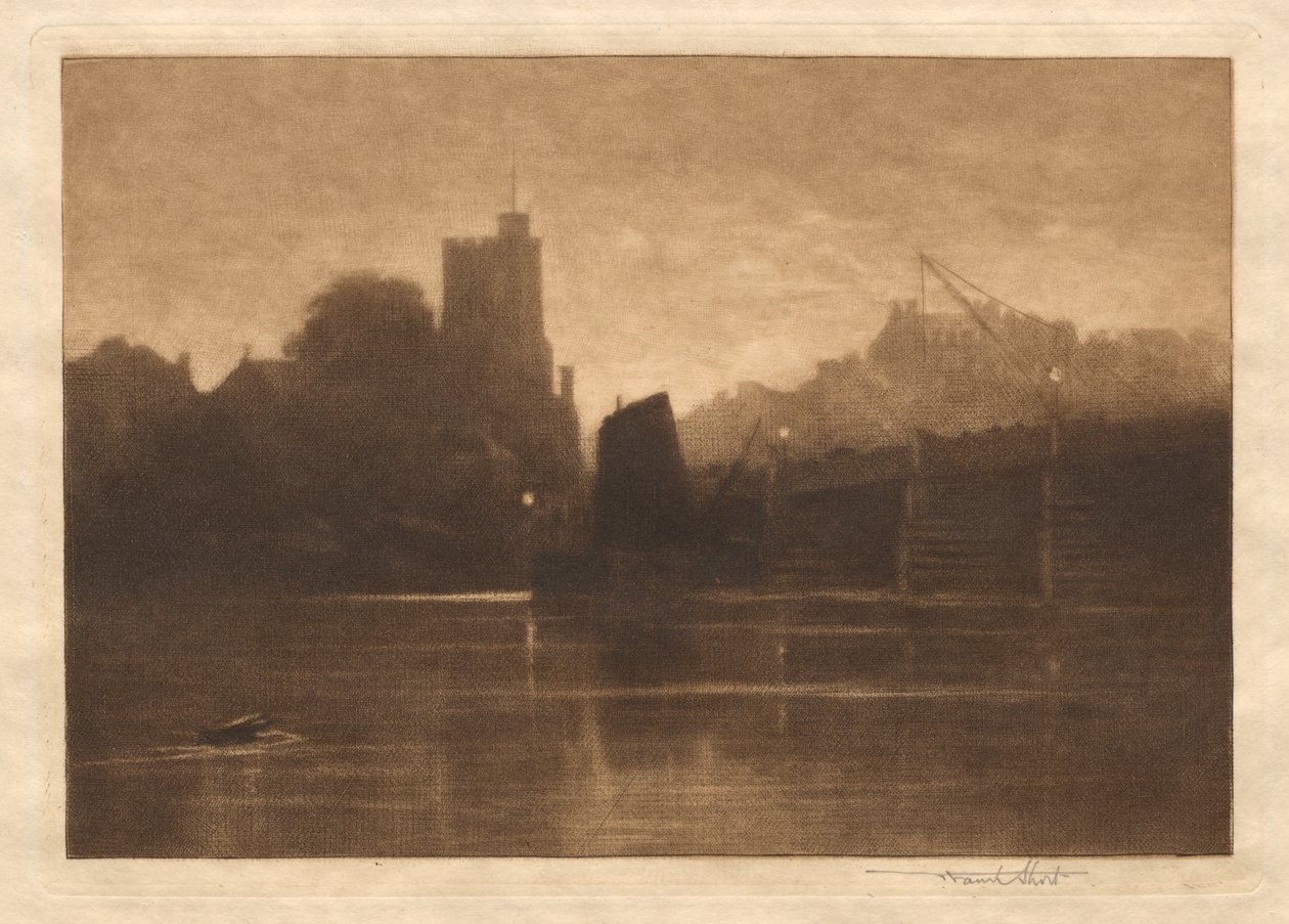 Ebb Tide, Putney Bridge, 1885. av Frank Short