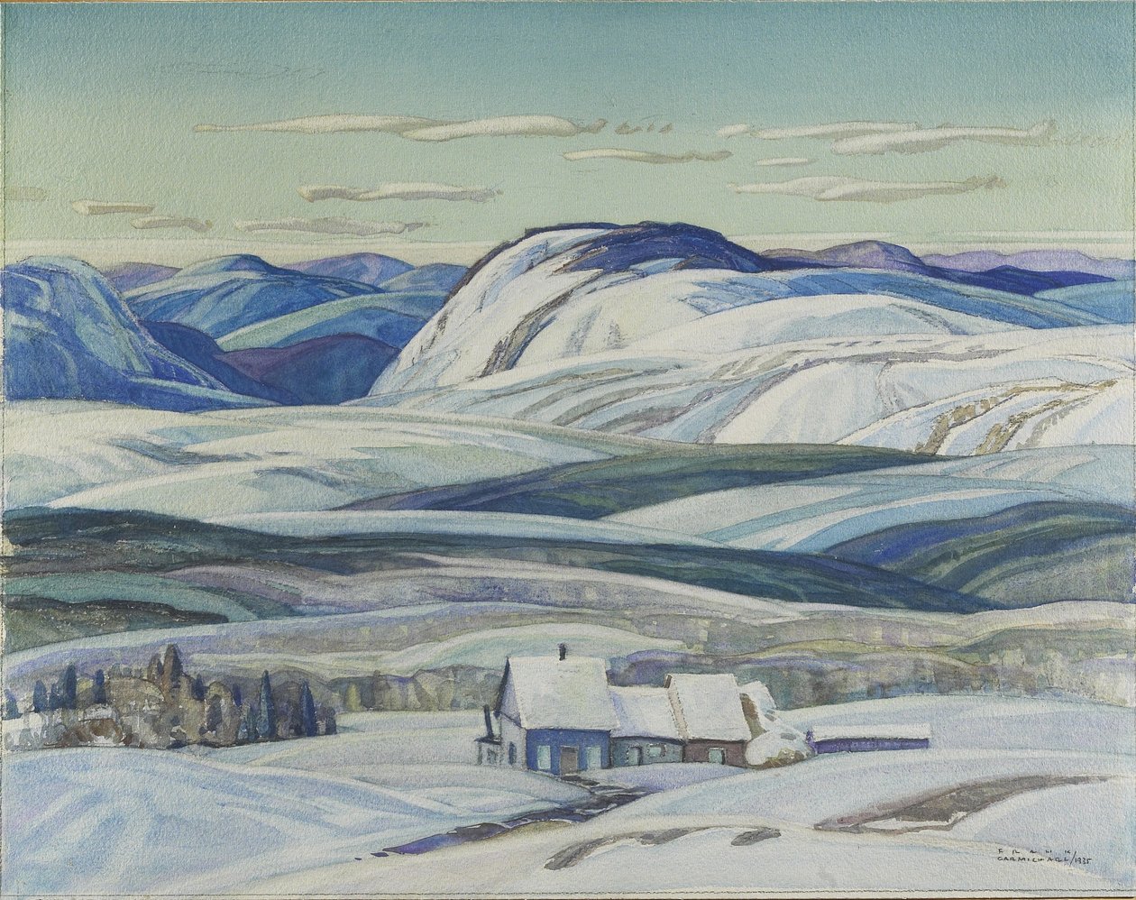 Mattawa, 1935 (grafitt, wc og gouache på papir) av Franklin Carmichael