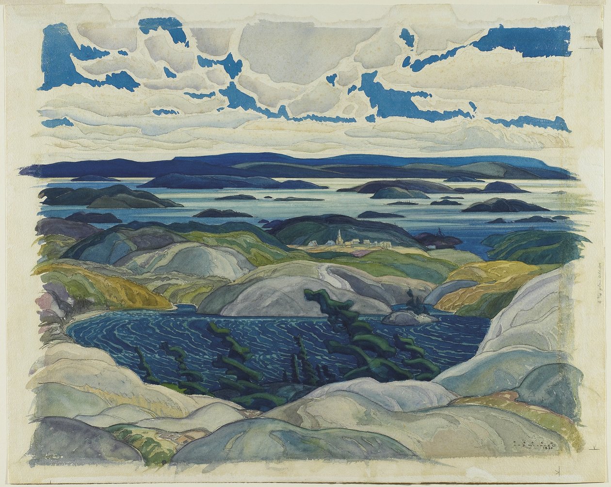 Bay of Islands, 1930 (wc på papir) av Franklin Carmichael