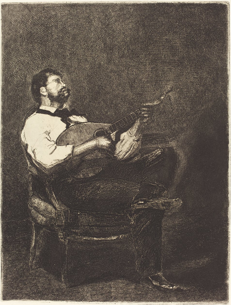 Gitarspiller, 1861 (etsing på lagt papir) av François Bonvin